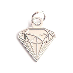 Etichette in metallo a forma di diamante con gioielli in argento stampati personalizzati