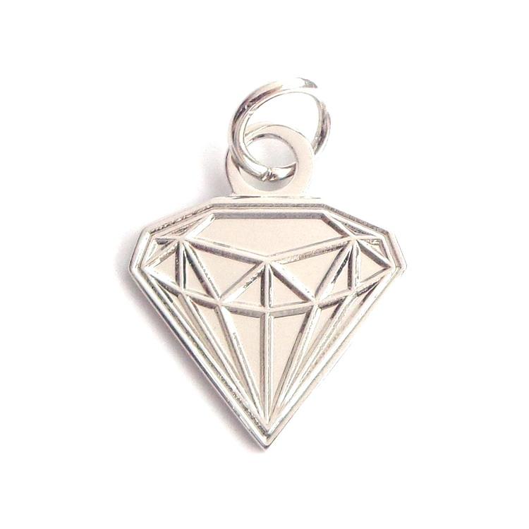 Etichette in metallo su misura a forma di diamante con gioielli in argento regalo stampato