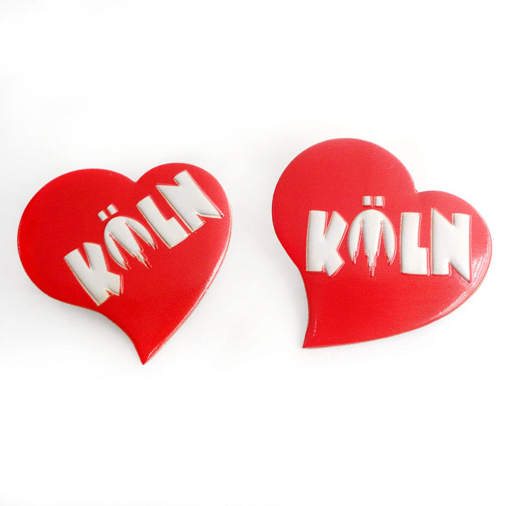 Commercio all'ingrosso 45 mm a getto d'inchiostro 3D stampato distintivo collare cuore lettera rossa
