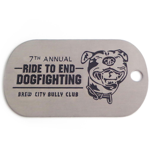 Moda in metallo bianco in acciaio inossidabile con logo inciso a sublimazione di lusso collana dogtag personalizzata con catena a sfere