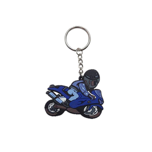 Portachiavi in ​​​​pvc a forma di motocicletta blu in gomma personalizzata popolare personalizzata