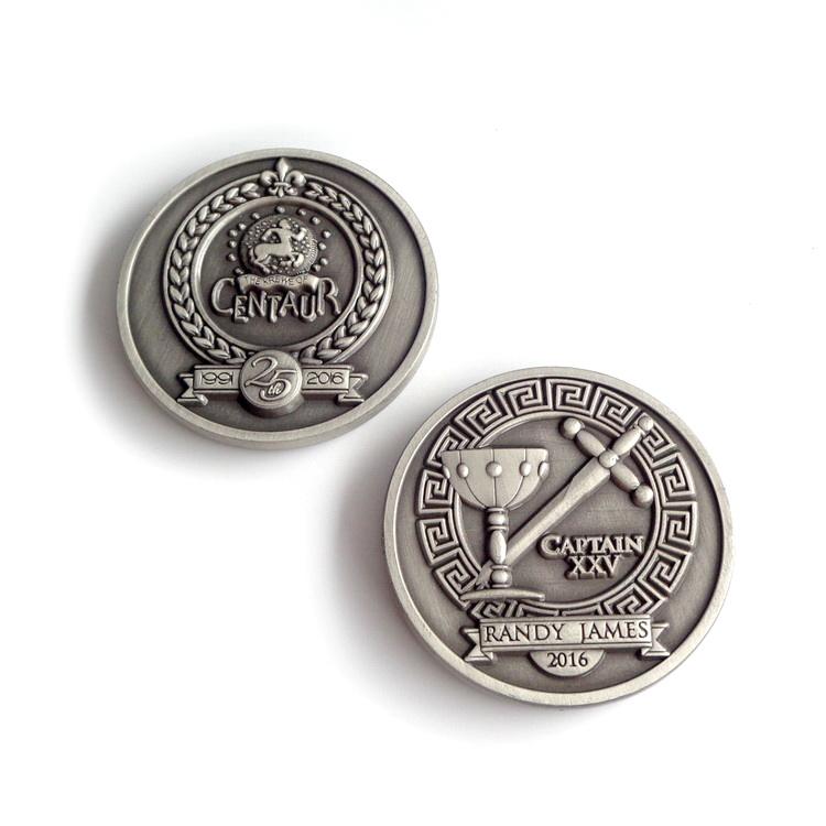 Monete personalizzate di alta qualità con logo in metallo ottone argento indiano Old Challenge