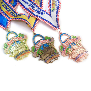 Fabbrica della Cina Die Casting Placcatura Souvenir Sport Medaglia con logo personalizzato a buon mercato con nastro medaglia personalizzato