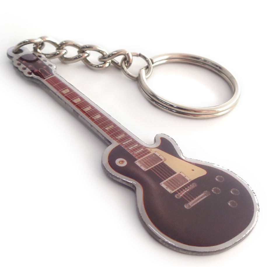 Portachiavi in ​​​​metallo con stampa a forma di chitarra souvenir stampato nuovo personalizzato