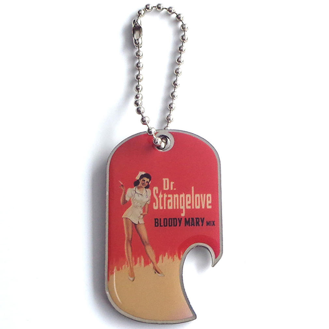 Personalizza il tuo logo stampato in metallo con targhetta apribottiglie in acciaio inossidabile con catena a sfera